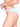 Frauenkörper, blau/pink Unterhose, Steht seitlich, Weisser Hintergrund