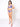 Frau trägt lila Triangle BH und Panties von Venereea und steht vor einem weissen Hintergrund. Zudem trägt sie hohe lila Schuhe